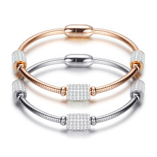 Stainless steel wire rope magnetic buckle diamond bracelet