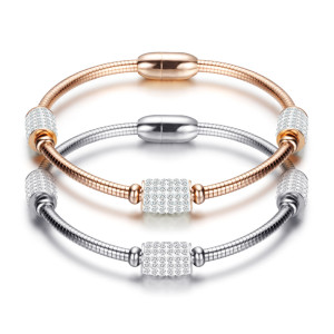 Stainless steel wire rope magnetic buckle diamond bracelet
