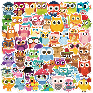 80 cute cartoon owl graffiti waterproof stickers suitcase skateboard water cup refrigerator notebook guitar skateboard