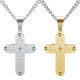Stainless Steel Cross Engraved Scripture Pendant Necklace