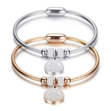 Stainless steel personalized diamond magnet buckle can open all-match women's bracelet