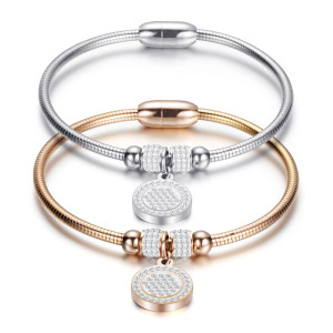 Stainless steel personalized diamond magnet buckle can open all-match women's bracelet