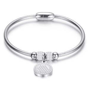 Stainless steel personalized diamond magnet buckle can open all-match women's bracelet