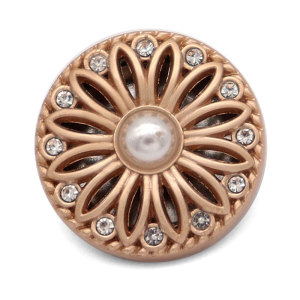 20MM High quality metal pearl rhinestones gold plated snap charms fit 20mm snap jewelry
