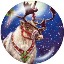 20MM  Christmas  Snowman  Deer  Print  glass snaps buttons