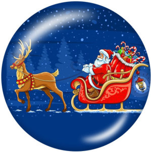 20MM Christmas  Deer  Santa Claus  Print  glass snaps buttons