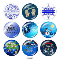 20MM Christmas  Snowman  Print  glass snaps buttons