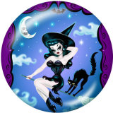 20MM  Halloween Cartoon girl  Print glass snaps buttons