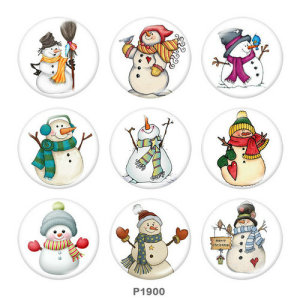 20MM  Christmas  Snowman  Print  glass snaps buttons