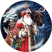 20MM  Christmas  Deer   Snowman   Print  glass snaps buttons