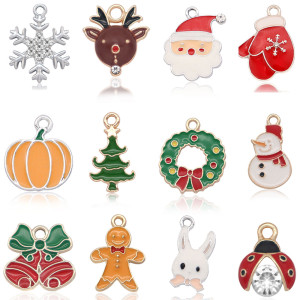 2CM Alloy Christmas christmas tree halloween pumpkin ladybug bunny Pendant Necklace Bracelet Accessories
