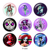 20MM  Halloween Cartoon girl  Print glass snaps buttons