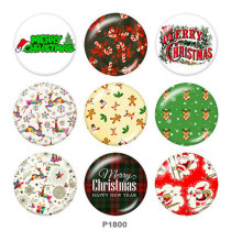 20MM Christmas  Print  glass snaps buttons