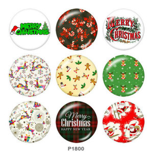 20MM Christmas  Print  glass snaps buttons