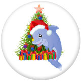 20MM  Christmas  Elves   Deer   Print  glass snaps buttons