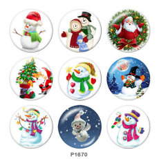 20MM Christmas  Santa Claus  Snowman  Print glass snaps buttons