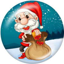 20MM Christmas  Santa Claus  Print  glass snaps buttons