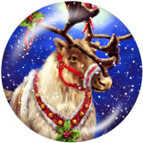 20MM Christmas  Deer  Print  glass snaps buttons