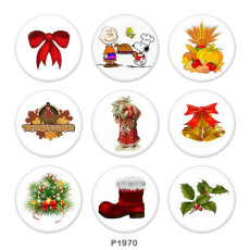 20MM  Christmas   Print  glass snaps buttons