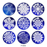 20MM  Christmas  snowflake  Print glass snaps buttons