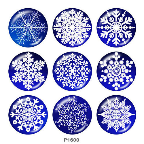 20MM  Christmas  snowflake  Print glass snaps buttons