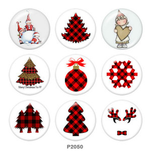 20MM  Christmas   Print  glass snaps buttons