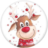 20MM Christmas  Deer  Print  glass snaps buttons