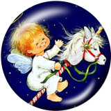 20MM  Christmas  Santa Claus  Deer  Print  glass snaps buttons