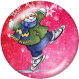 20MM  Christmas  Snowman   Cat  Print  glass snaps buttons