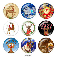 20MM Christmas  Deer  Print  glass snaps buttons