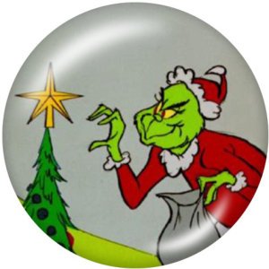 20MM Christmas Green The grinch Print  glass snaps buttons
