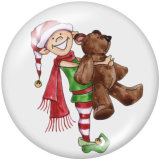 20MM  Christmas  Elves   Deer   Print  glass snaps buttons