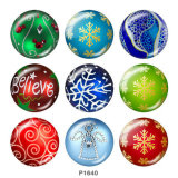 20MM Christmas  Print glass snaps buttons