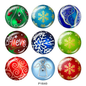 20MM Christmas  Print glass snaps buttons