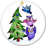 20MM  Christmas  Deer   Snowman   Print  glass snaps buttons