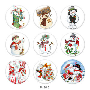 20MM  Christmas  Snowman  Print  glass snaps buttons
