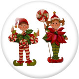 20MM  Christmas  Elves   Deer   Print  glass snaps buttons
