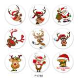 20MM Christmas  Deer  Print  glass snaps buttons