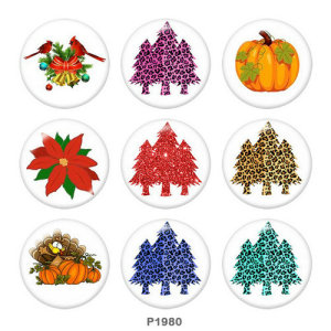 20MM  Christmas  Print  glass snaps buttons