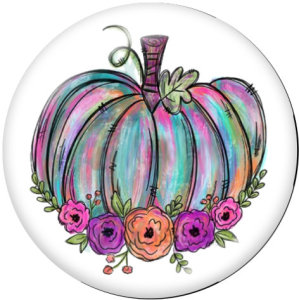 20MM  Thanksgiving   Pumpkin  Print glass snaps buttons
