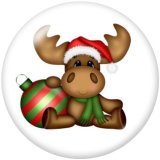 20MM  Christmas  Elves   Deer   Print  glass snaps buttons