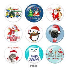 20MM Christmas  Snowman  Cat  Print  glass snaps buttons