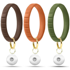 Step bracelet European and American Silicone Bracelet Keychain Pure Color Simple Outdoor Sports Bracelet Keychain fit snaps chunks  Snaps Jewelry