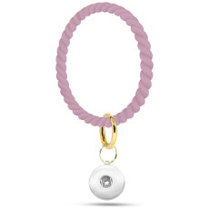 Twist Silicone Bracelet Keychain Sports Fitness Key Bracelet Pure Color Simple Keychain fit snaps chunks  Snaps Jewelry