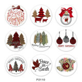 20MM  Christmas   Print  glass snaps buttons