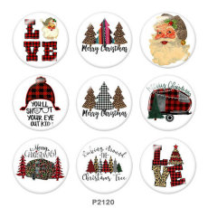 20MM  Christmas  love  Santa Claus   Print  glass snaps buttons