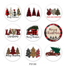 20MM  Christmas   love  Print  glass snaps buttons