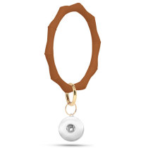 Bamboo style silicone bracelet keychain fit snaps chunks  Snaps Jewelry