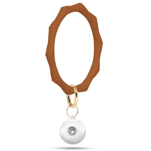 Bamboo style silicone bracelet keychain fit snaps chunks  Snaps Jewelry