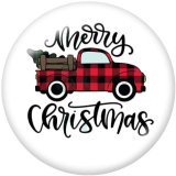 20MM  Christmas  Car  Deer  Print  glass snaps buttons